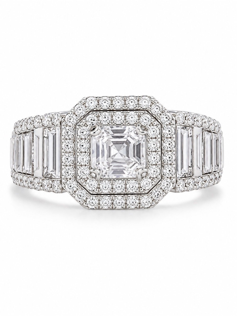 White sapphire 2.50 ct Sterling Silver Size 9 Womens Statement ring